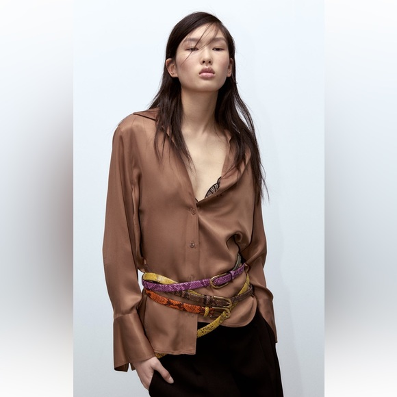 ✨SALE✨ ZARA FAUX SNAKESKIN LEATHER BELT ✨SALE✨ main image 5